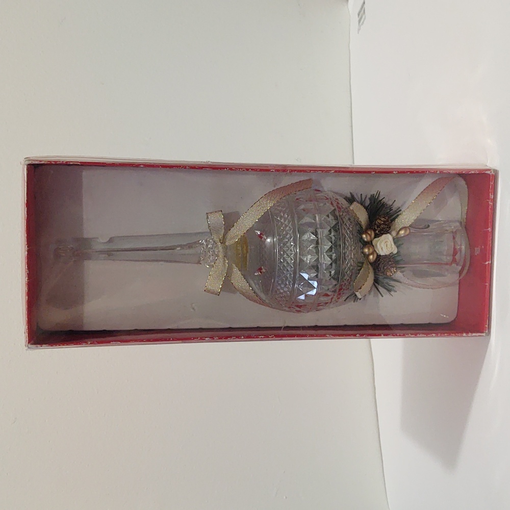 Vintage 1993 🎄 | Crystalline 11" Christmas Tree Topper Gold Satin Ribbon